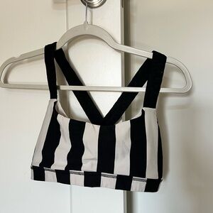 Lululemon Black & White Striped Sports Bra